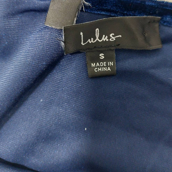 LULU'S SZ S Whimsical Romance Dark Blue Velvet Faux-Wrap Maxi Dress NEW B38 - Picture 5 of 10